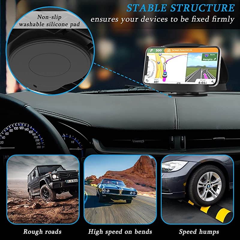 Cell Phone Holder for Car Vertical Horizontal Car Phone Mount with 360&deg; Rotate Detachable Magnetic Base Dashboard Cradle Compatible iPhone Samsung Galaxy Android Smartphones GPS Devices