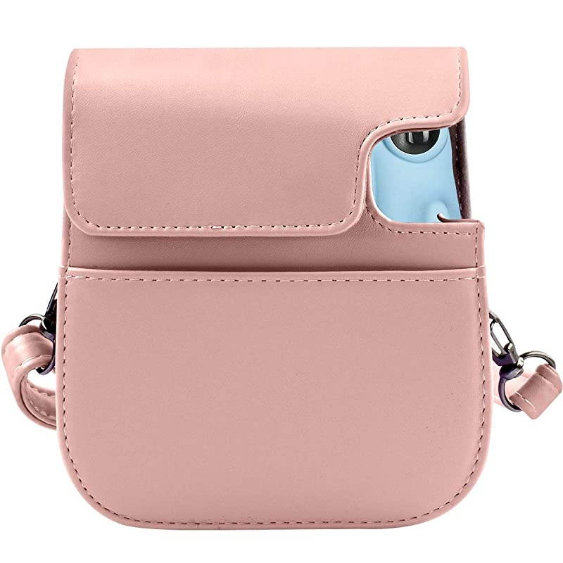 Portable Case Compatible with Fujifilm Instax Mini 11 Instant Camera with Accessories Pocket and Adjustable Strap - Blush Pink