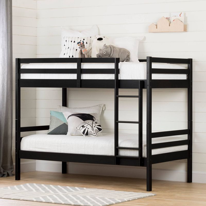 Twin Fakto Solid Wood Bunk Beds  Matte Black  - South Shore