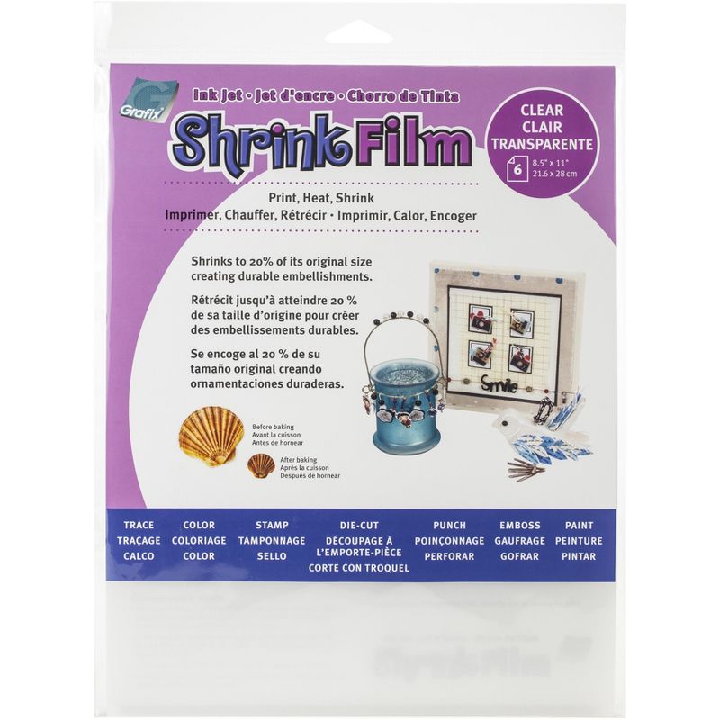 Grafix Ink Jet Shrink Film 8.5"X11" 6/Pkg-Clear