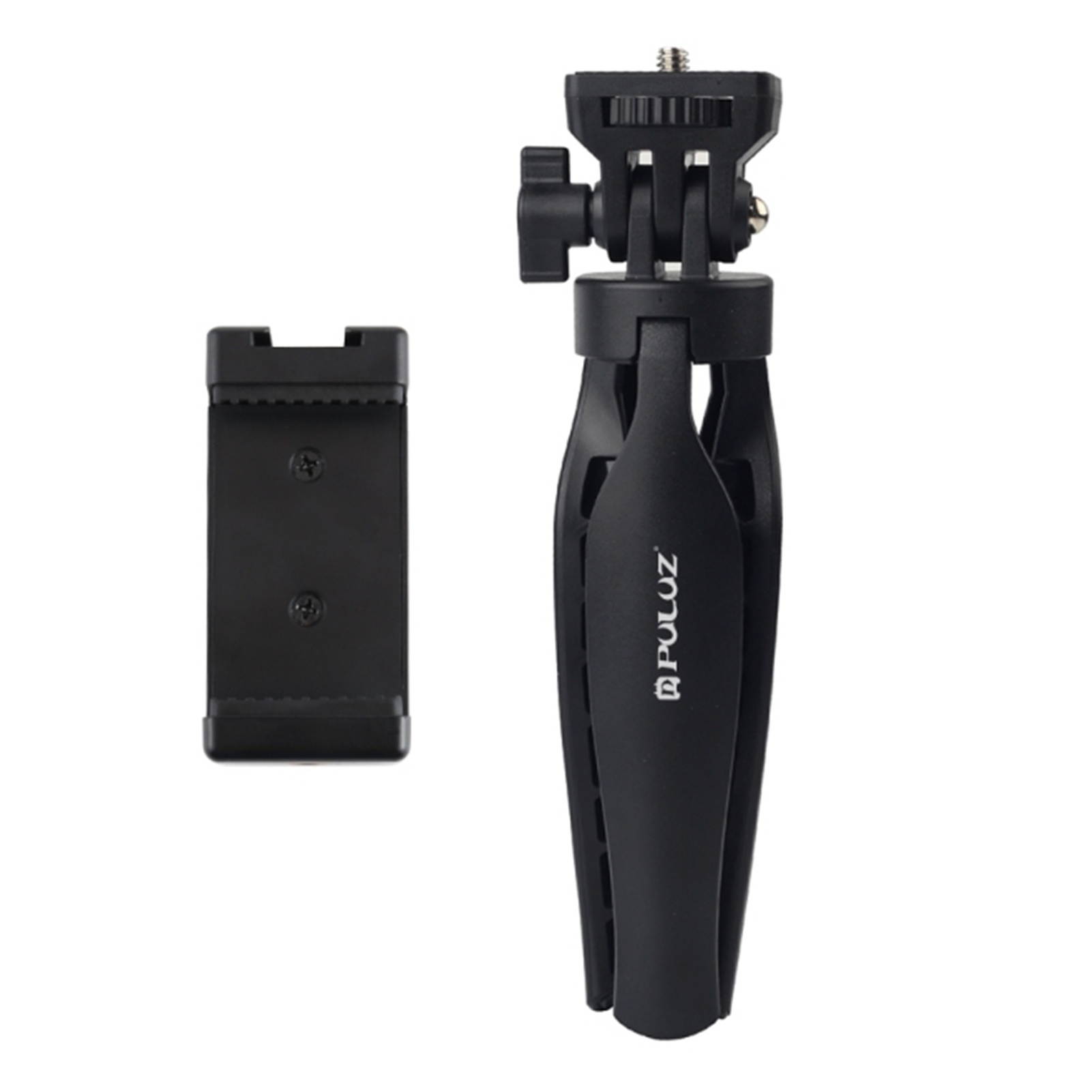 PULUZ Desk Plastic Tripod Mount with Phone Clamp & Adjusting Tripod Head for Mobile Phone Active Cameras