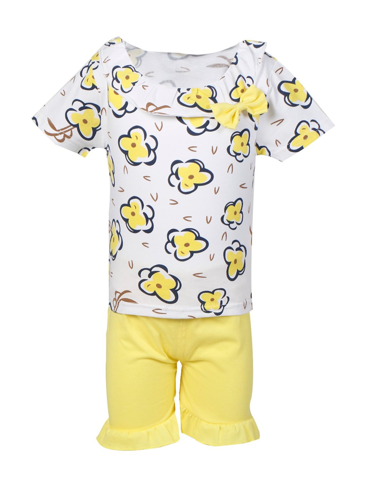 Mothercare Kids White & Yellow Cotton Printed Top Set