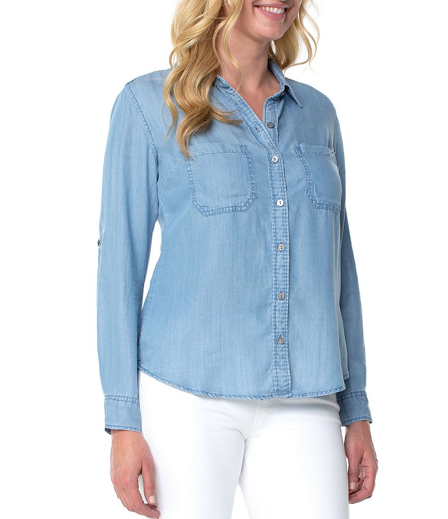 Liverpool Los Angeles Rolled Sleeve Button Down Shirt