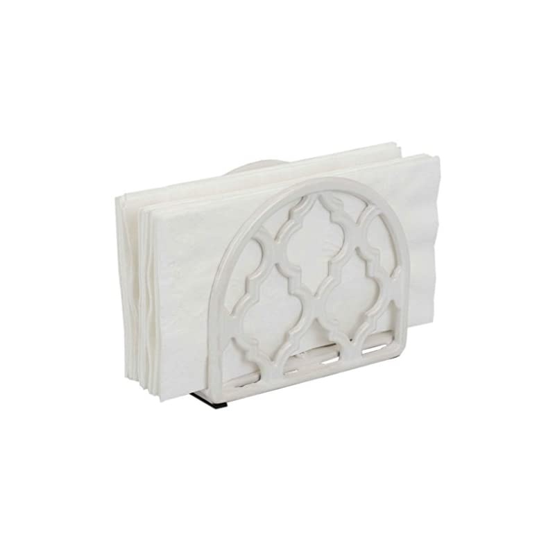 Lattice Collection Cast Iron Napkin Holder (White)