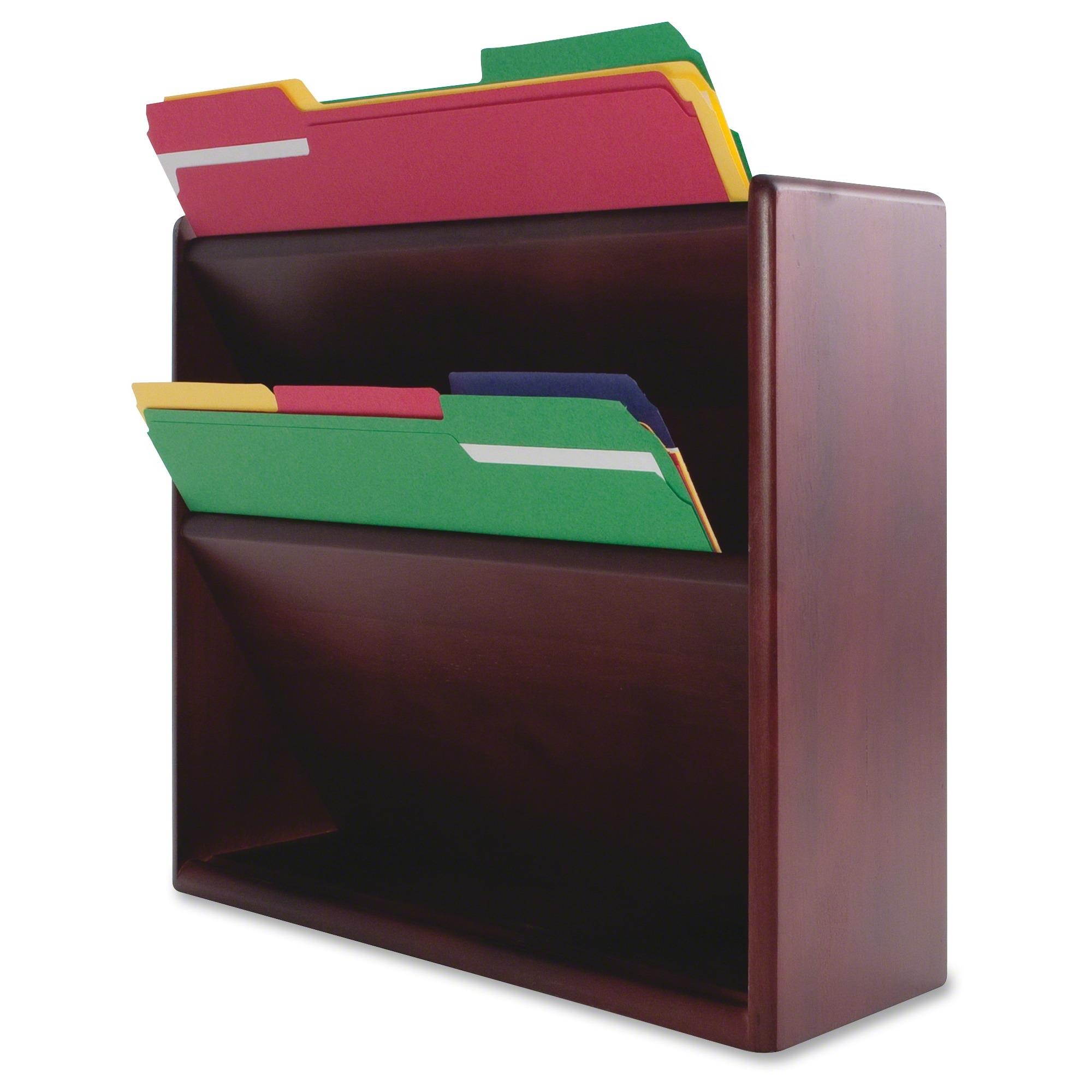 Hardwood Double Wall File, Letter, Two Pocket, Mahogany