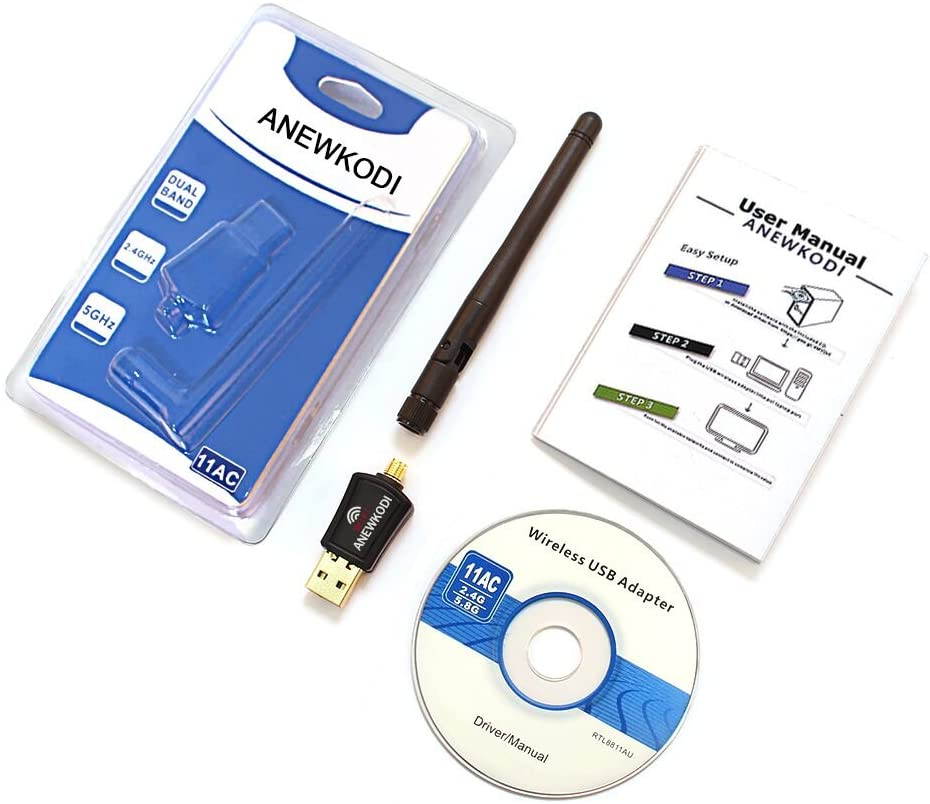 600Mbps USB WiFi Adapter USB Wireless Adapter Daul Band 2.4GHz/5GHz 433Mbps 802.11 ac/a/b/g/n Wireless Adapter for Desktop/Laptop/PC, Support Windows 10/8/7/Vista/XP/2000/Mac Os