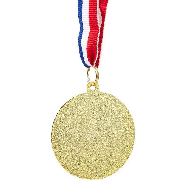 Juvale 12-Pack Gold Metal Medals Soccer Winner Awards for Kids Football Sport Games, 2" with 31" Ribbon