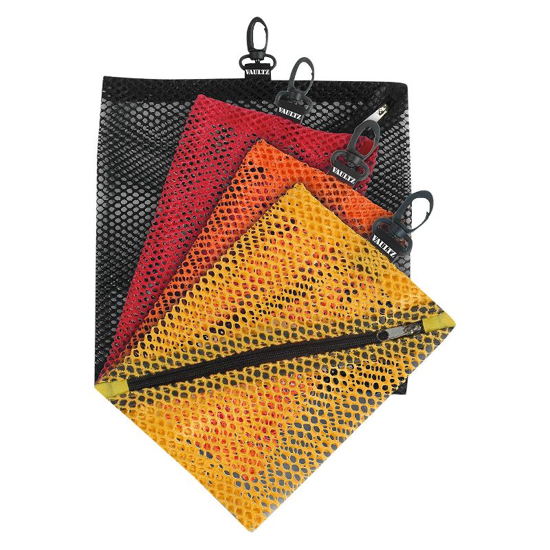 Vaultz Mesh Storage Bags, 4ct - Black/Red/Orange/Yellow