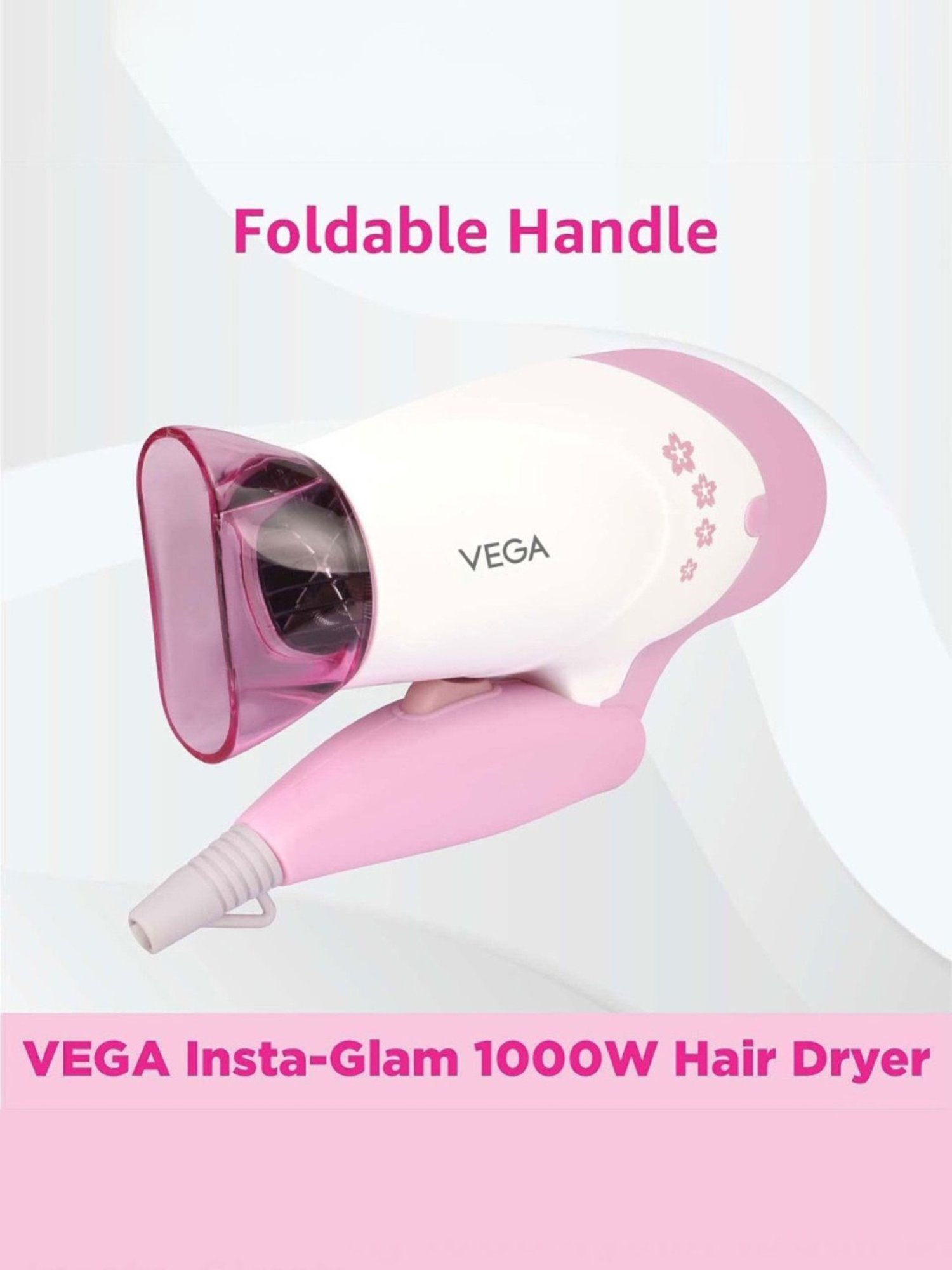 Staunch SHD2011 1600W Compact and Foldable Hair Dryer (White and Pink)