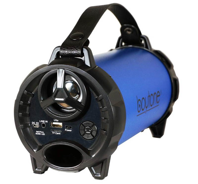 Boytone BT-40BL Portable Bluetooth Indoor/Outdoor Speaker 2.1 Hi-Fi Cylinder FM Built in Rechargeable Battery