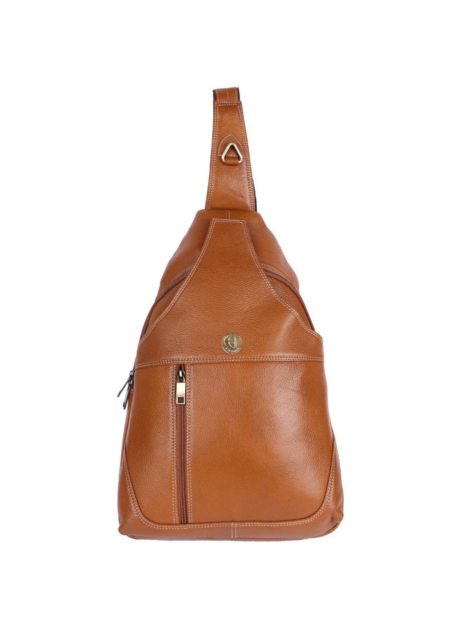 HiLEDER Pure Genuine Leather Sling Cross Body Outdoor Passport Chest Bag for Men and Women, Tan