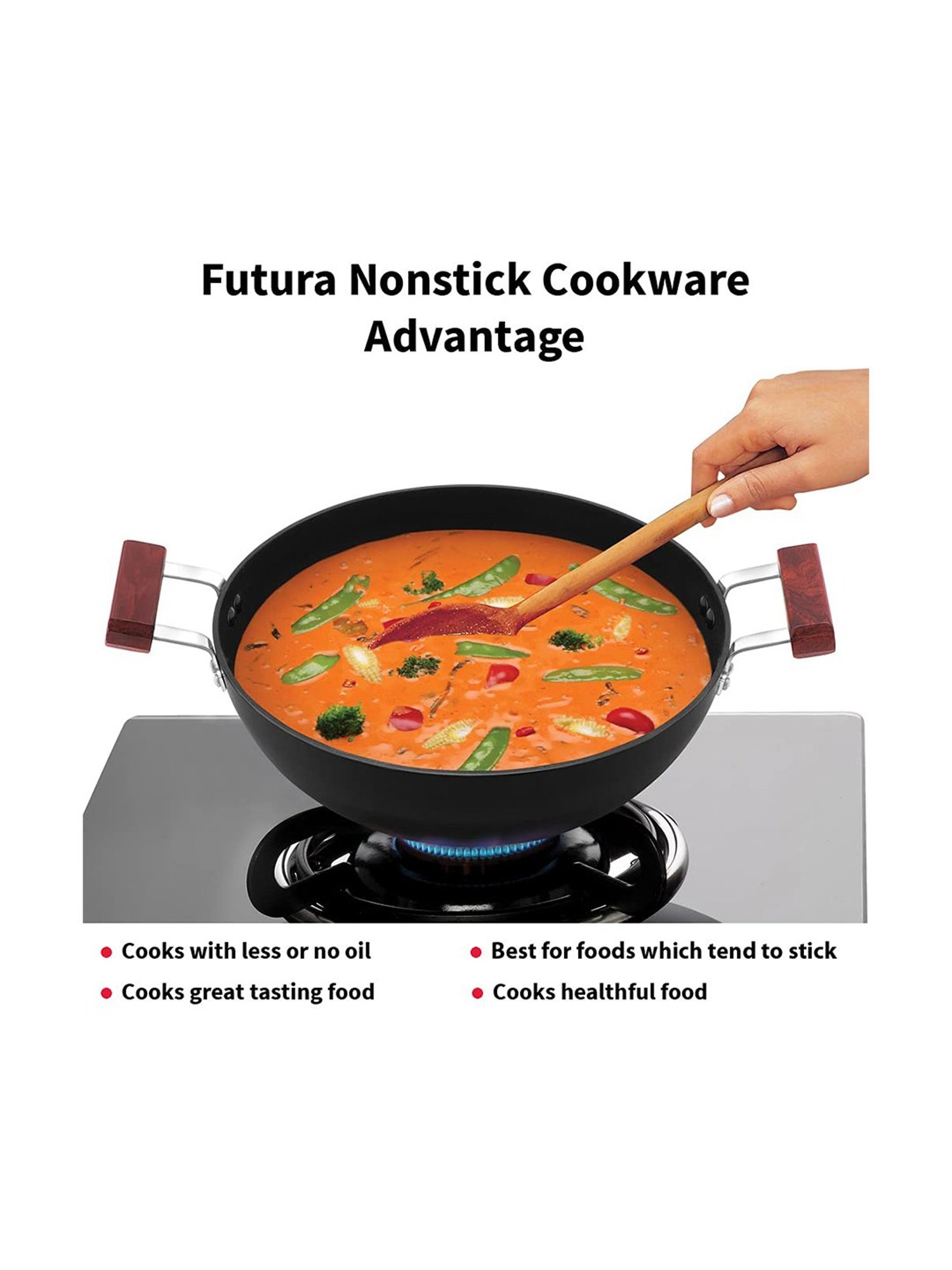 Hawkins Black Hard Anodised Nonstick Deep Kadhai with Glass Lid - 5 Litre
