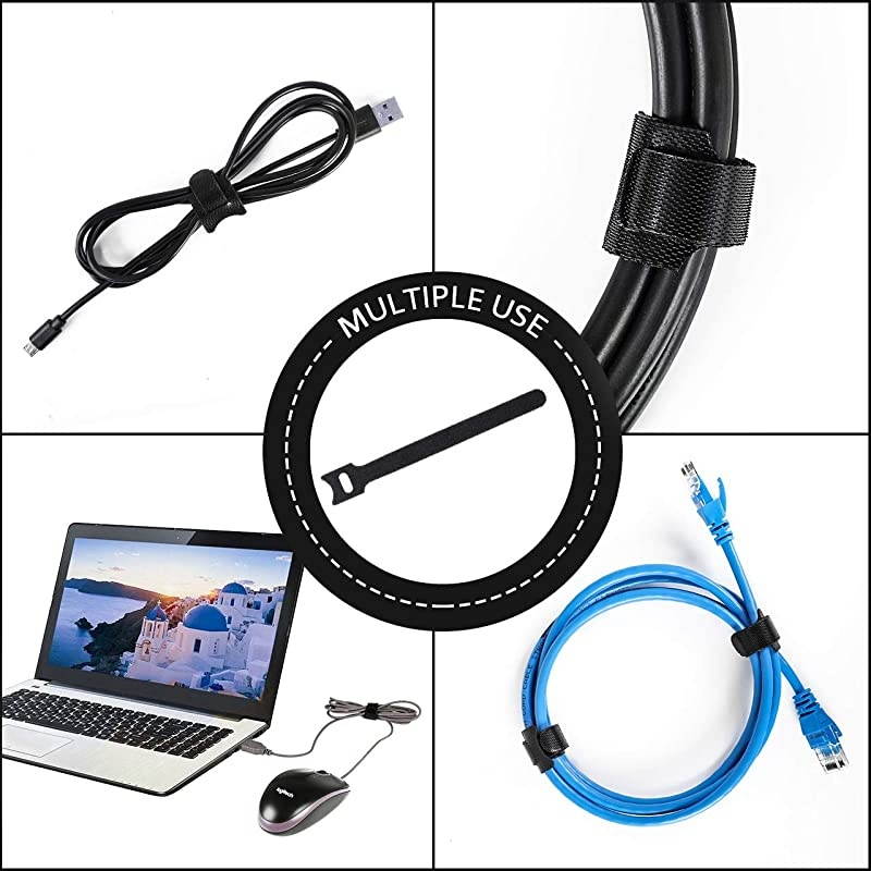 118Inch Cable Management Sleeves with Cable Ties Neoprene Cable Organizer Cord Cover Wire Hider for TV Computer Office Theater BlackampWhite Small