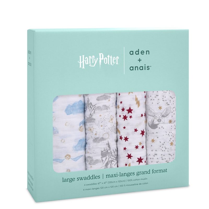 aden + anais Muslin Swaddle Blankets Harry Potter Iconic - 4pk