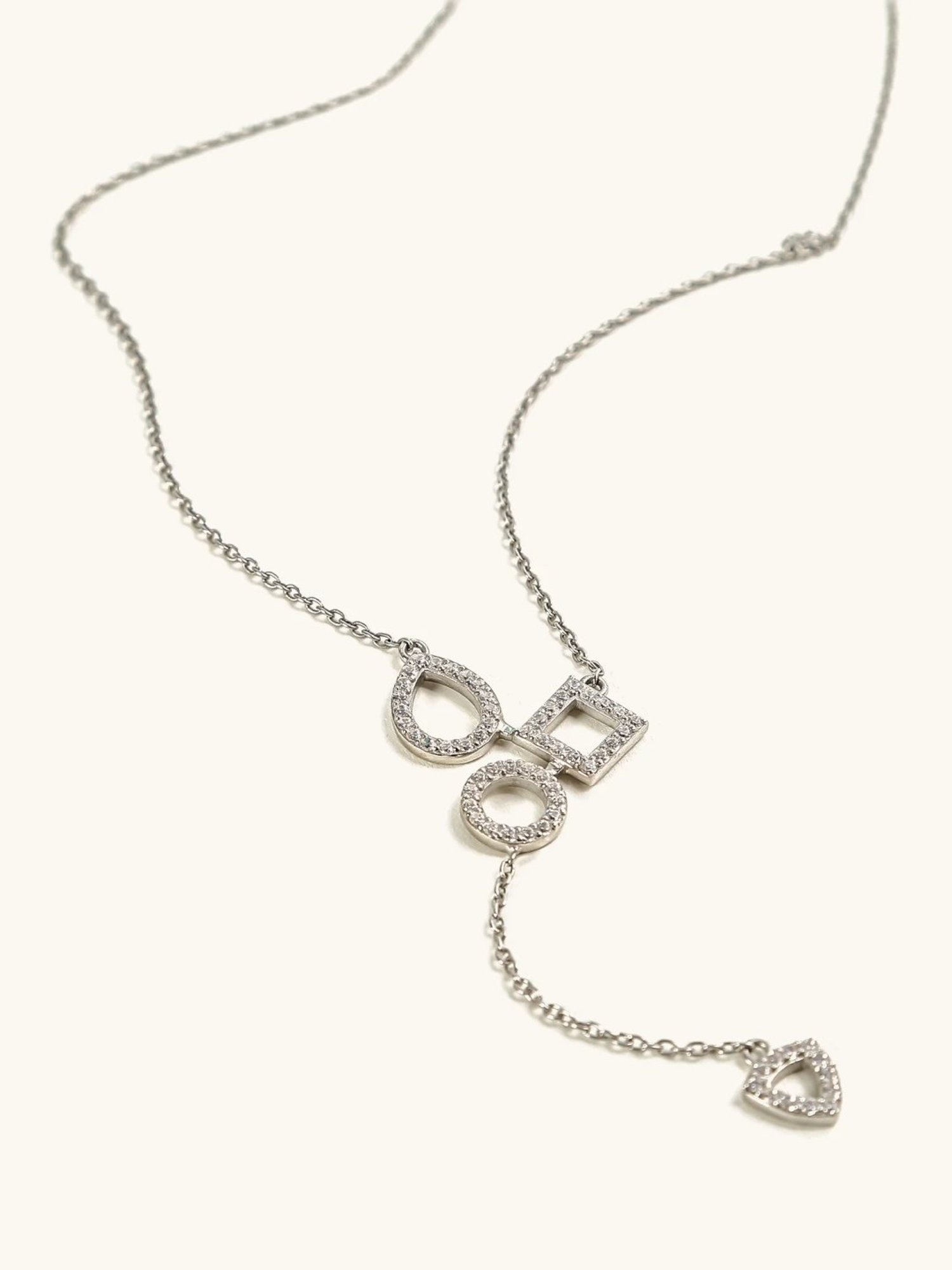 Mabel 92.5 Sterling Silver Rhodium-Plated Teardrop Halos Lariat