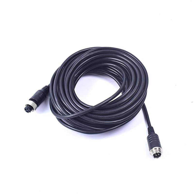 32FT 10M  Car Video 4-Pin Aviation Extension Cable for CCTV Rearview Camera Truck Trailer Camper Bus Motorhome Vehicle Backup Monitor System Waterproof Shockproof