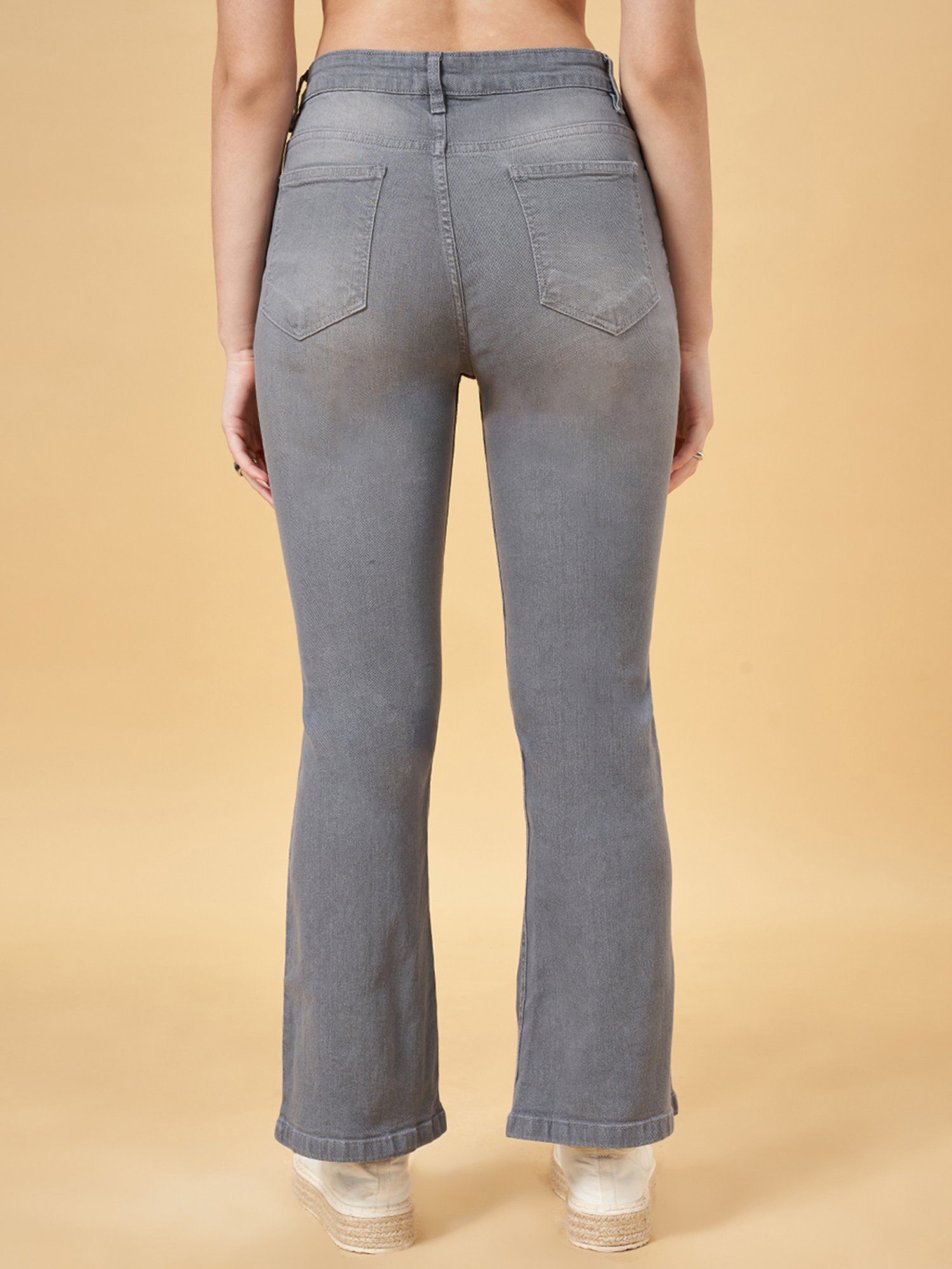 YU by Pantaloons Grey Cotton Mid Rise Bootcut Jeans