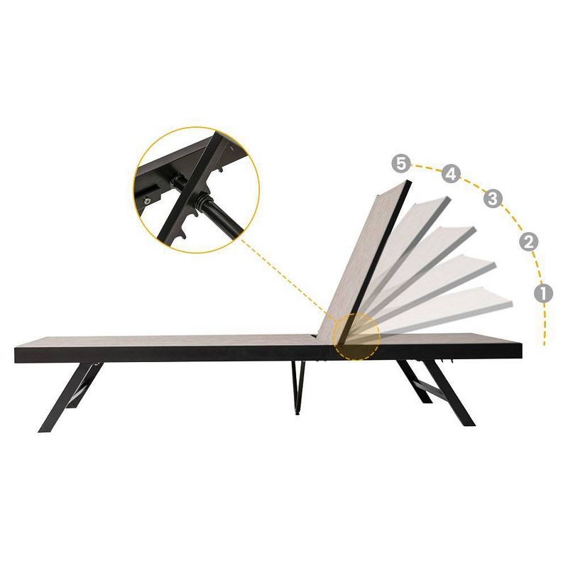 3pc Outdoor Aluminum Adjustable Lounge Chairs & Table - Beige - Crestlive Products