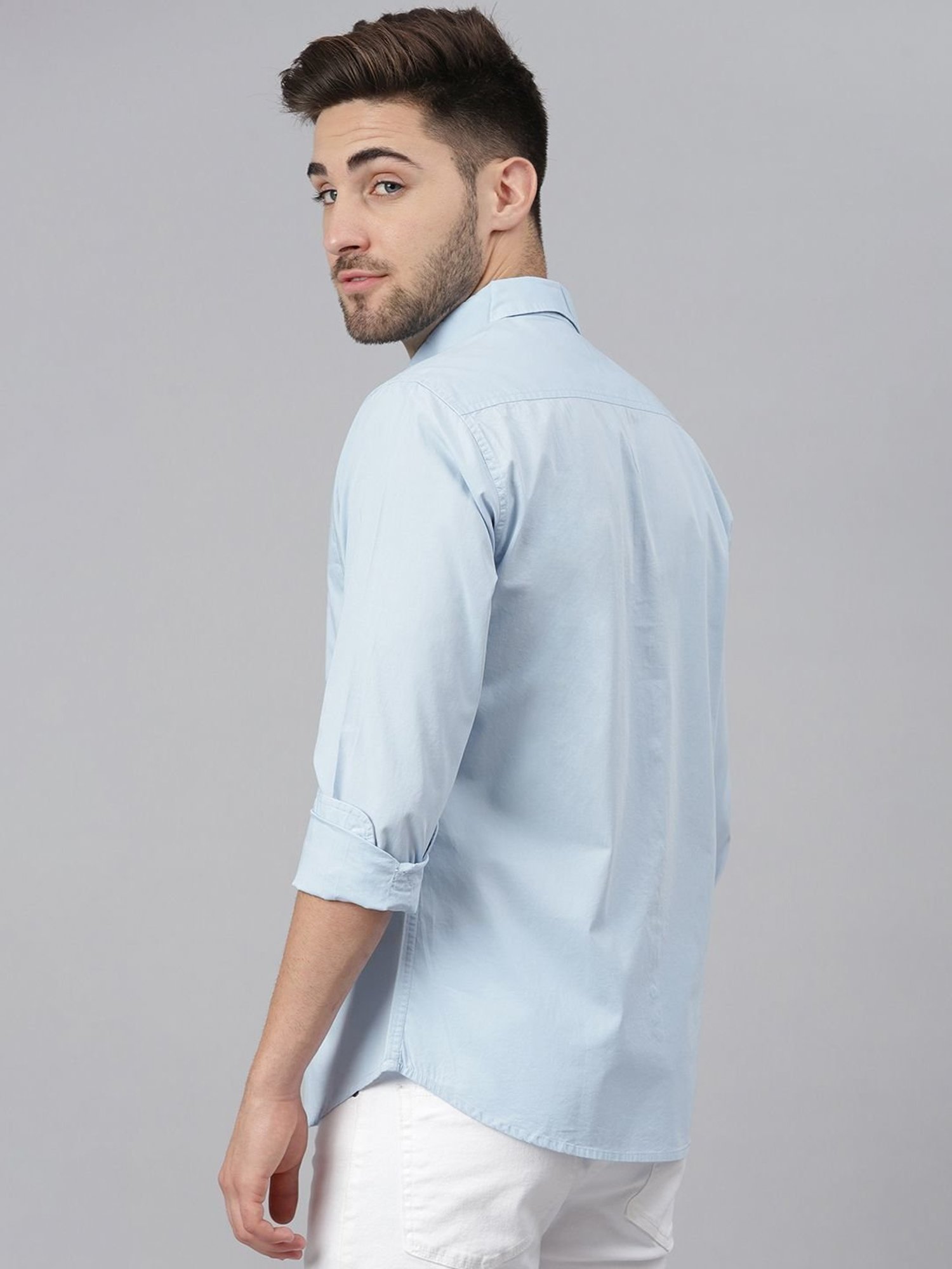 Dennis Lingo Blue Cotton Slim Fit Shirt