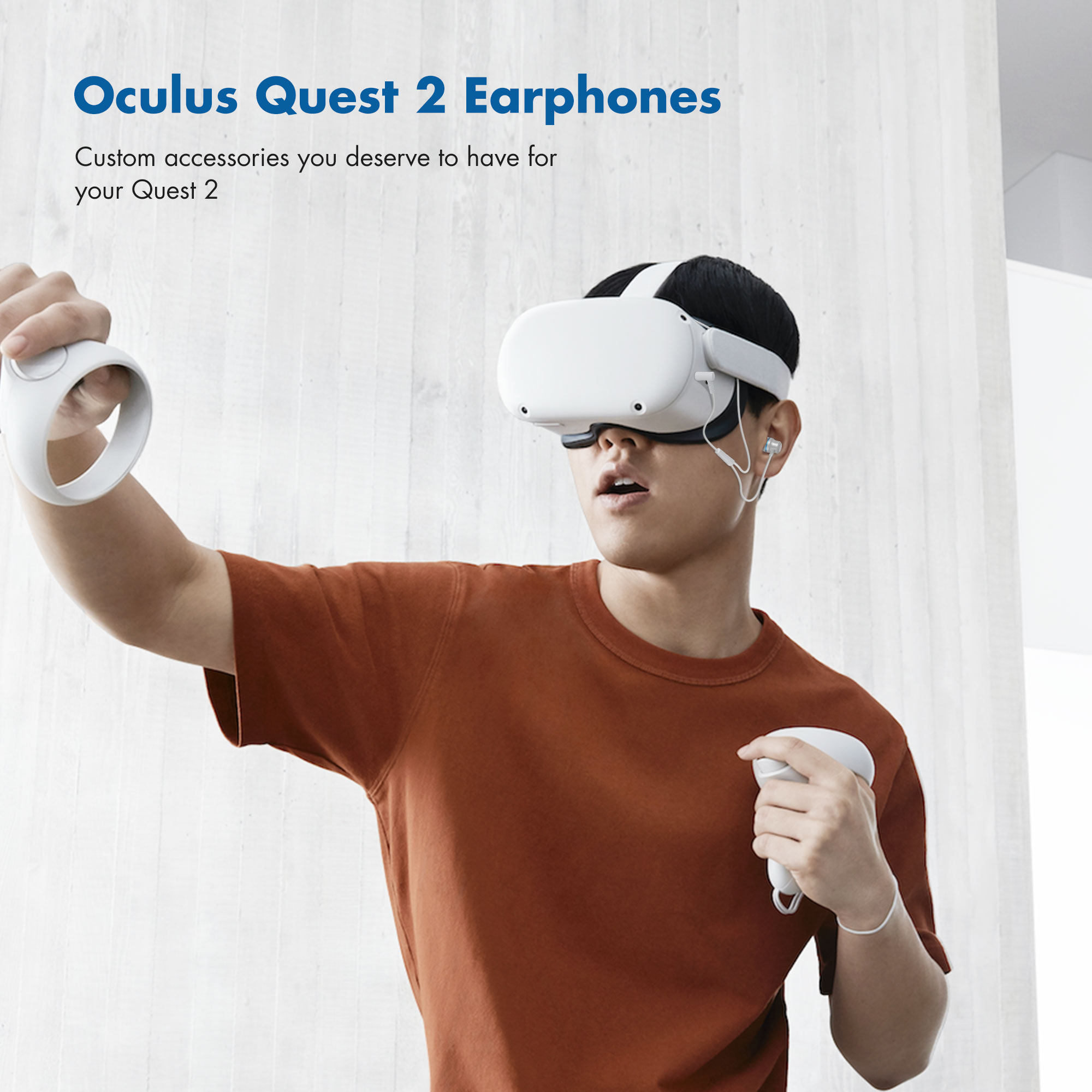 KIWI design Headphones for Oculus Quest 2 / Rift S VR Headset Noise-Isolating in-Ear Earphones with 3D 360 Degree Sound and Custom Silicone Earbuds Caps (White)