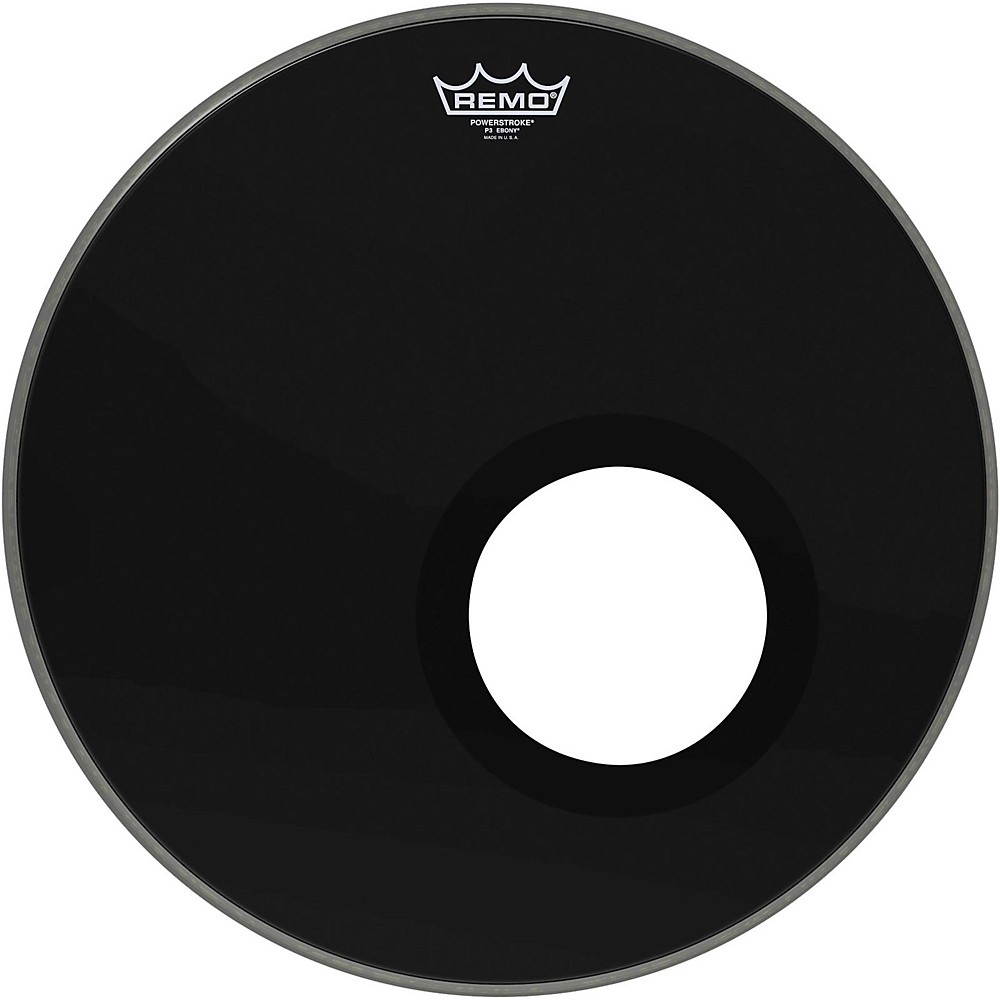 Remo Ebony Powerstroke 3 Resonant Bass Drumhead with 5 Inch Port Hole Ebony 18 in.