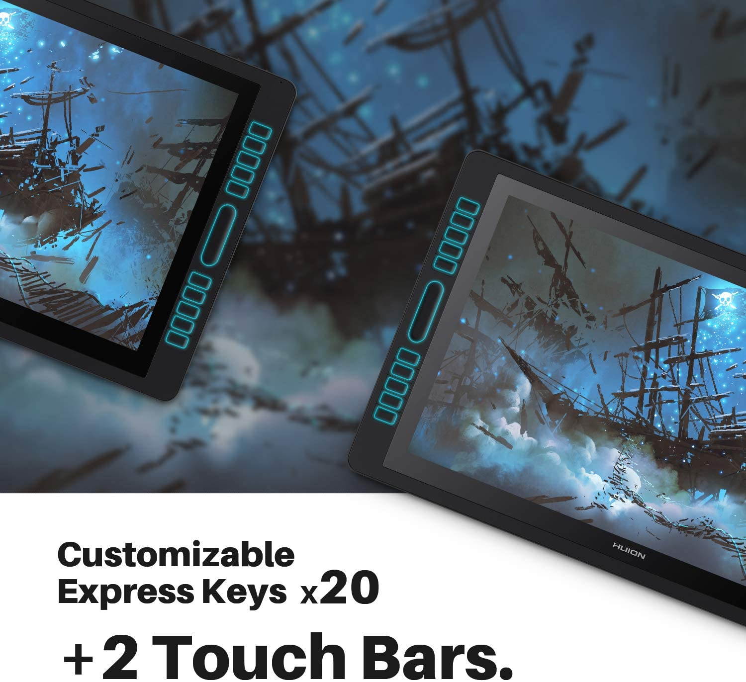 2019 Huion KAMVAS Pro 22 Graphic Drawing Monitor Pen Display Tilt Function Battery-Free Stylus 8192 Pen Pressure with 20 Express Keys and 2 Touch Bars - 21.5 Inches