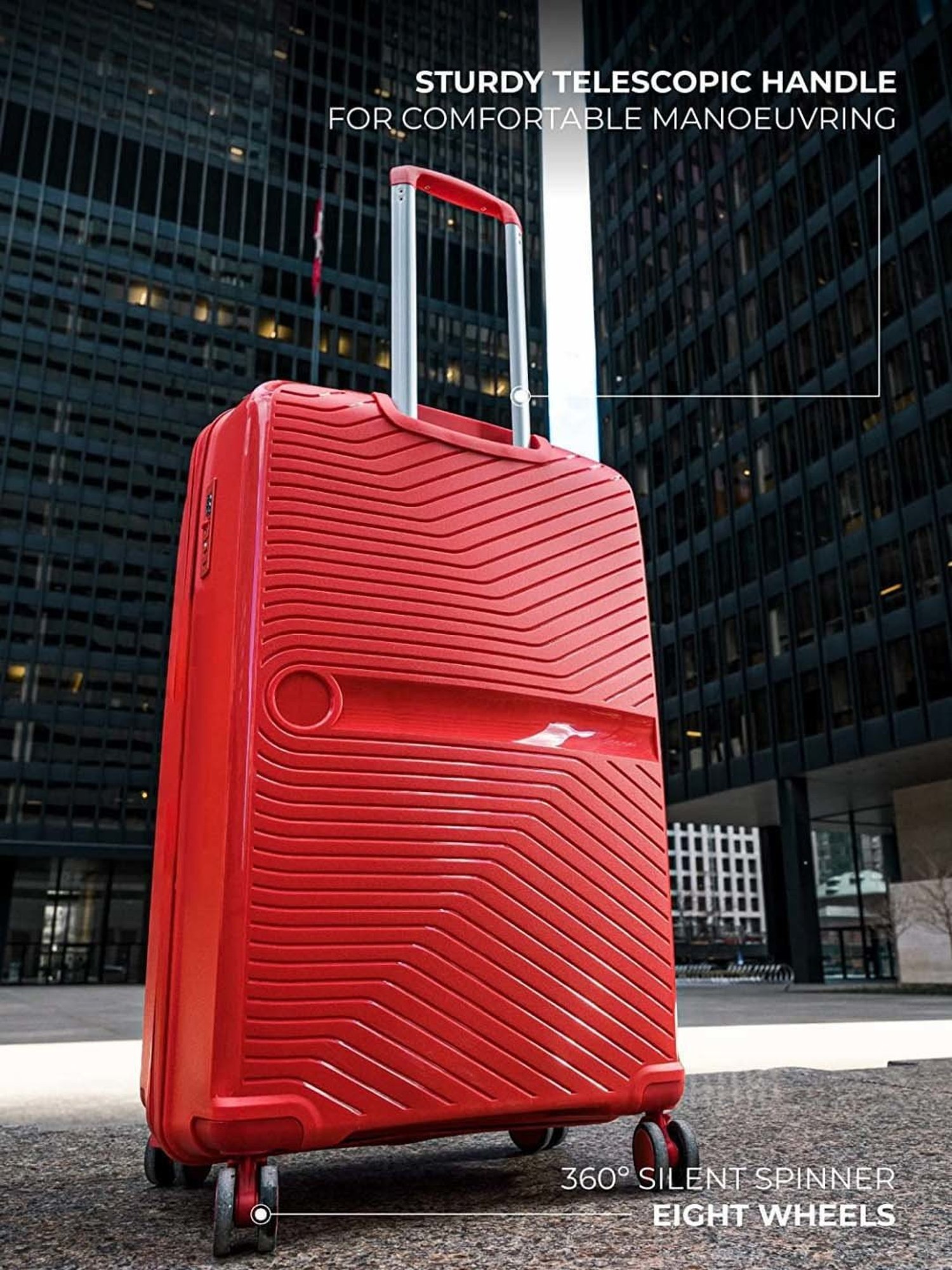 Nasher Miles Bruges Hard-Sided Polypropylene Cabin Luggage Red 20 inch |55cm Trolley Bag