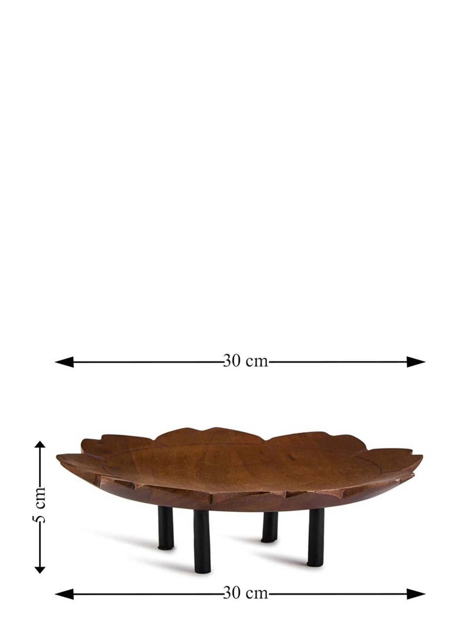 Fabindia Arali Brown Wood Platter With Stand