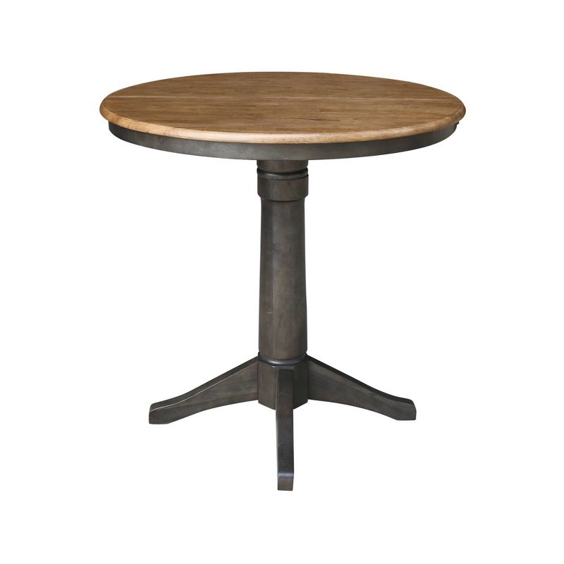 36" Lee Round Extendable Dining Table with 2 Counter Height Barstools Tan/Washed Coal - International Concepts