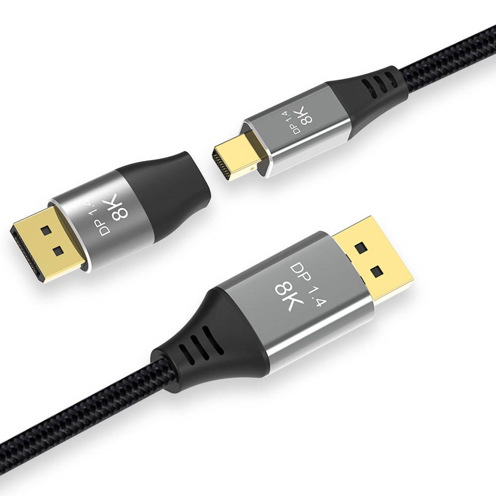 CableDeconn Mini DP to DisplayPort 8K(76804320)@60Hz 4K@144Hz 8K Cable with Mini DP Female to DP Male Connector DisplayPort 1.4 DP to Mini DP 8K 2M