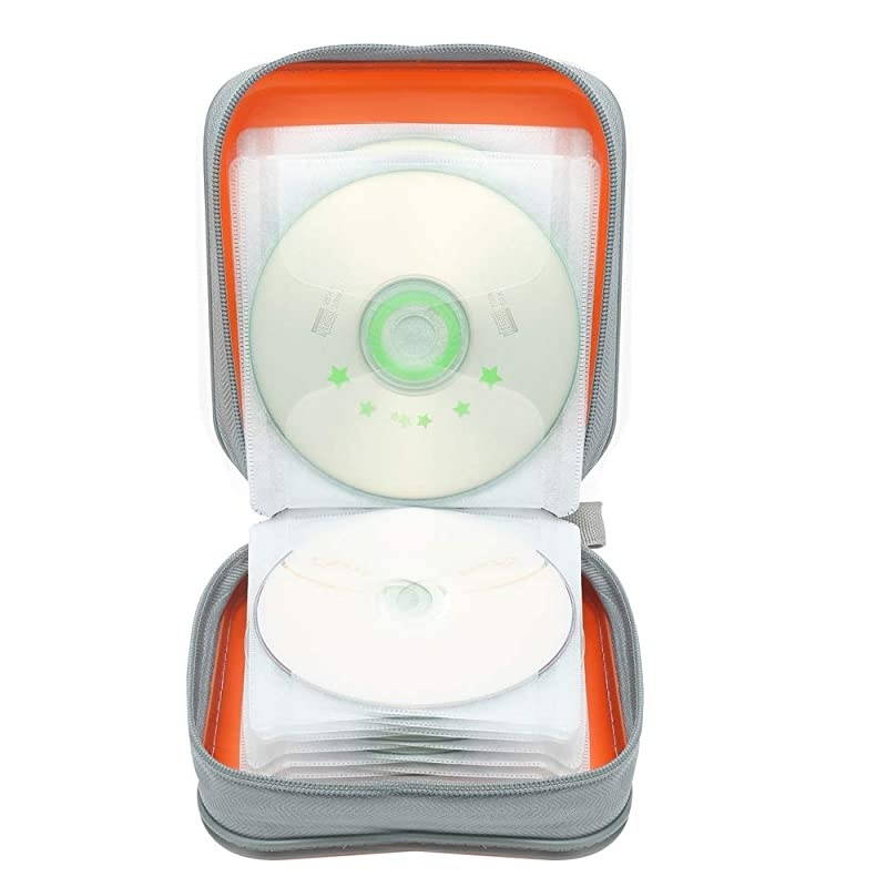 CD Case, 40 Capacity CD DVD Heavy Duty Wallet Storage Organizer Holder VCD Binder Bag Album Booklet (A-Orange)