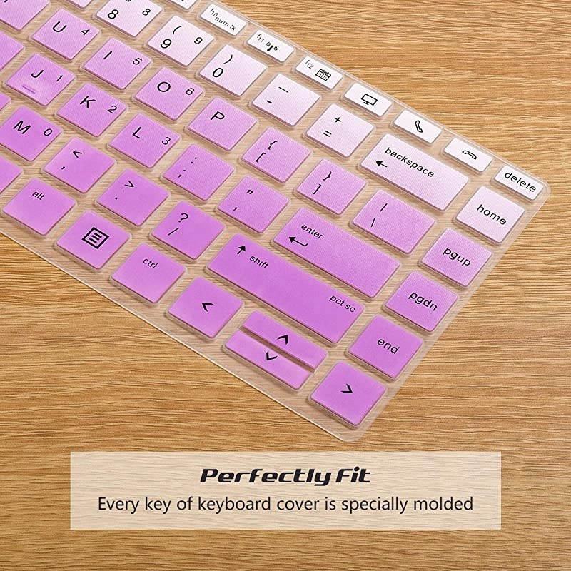 Pack HP EliteBook Keyboard Cover 14 Inch Slicone Keyboard Skin for 14 HP EliteBook 840 G5 G6 HP EliteBook 745 G5 G6 14 Inch HP ZBook 14u G5 G6 CoverOmbre Purple+Clear