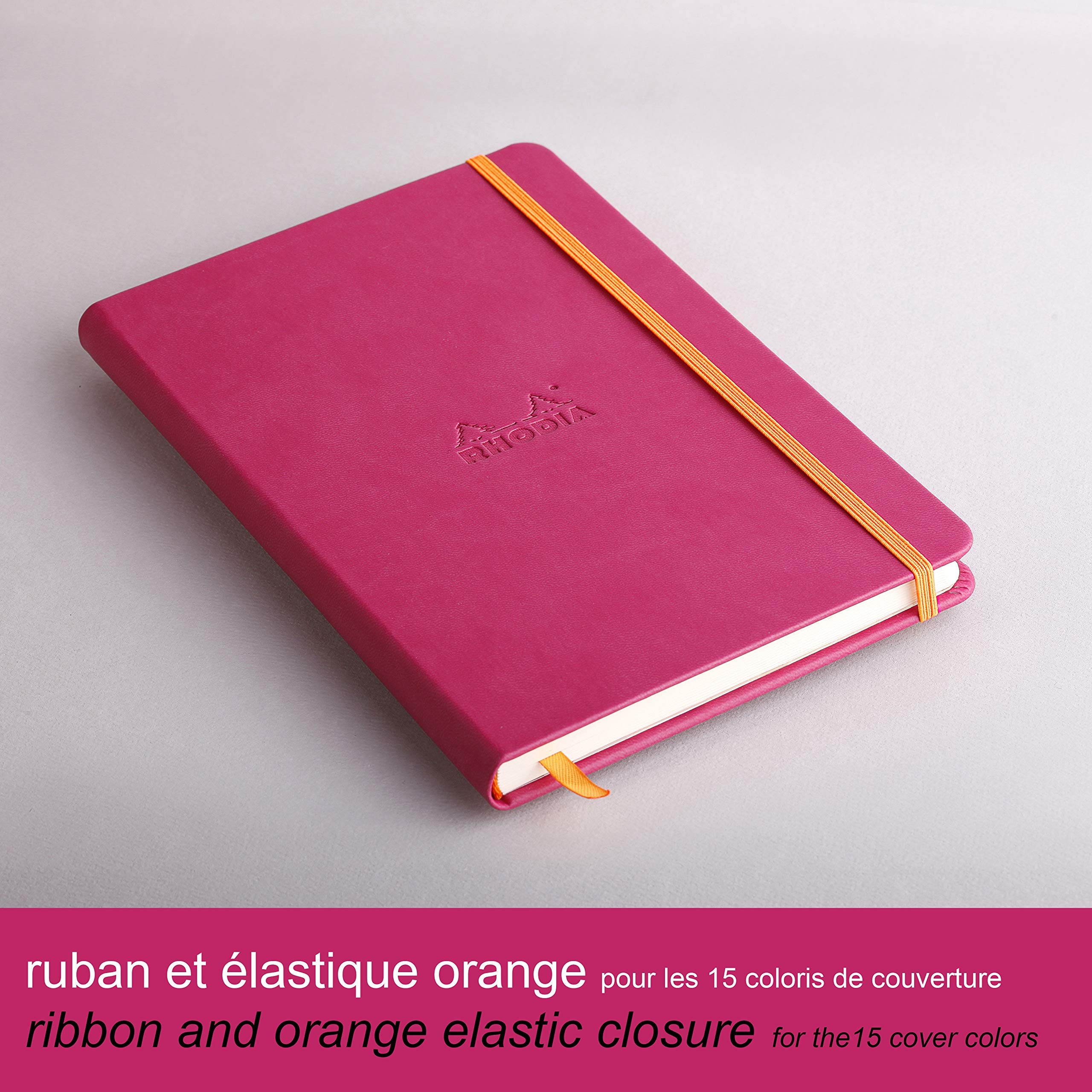 Rhodia Rhodiarama A5 Webnotebook, 5.5 in x 8.25, Lined - Raspberry (118752)