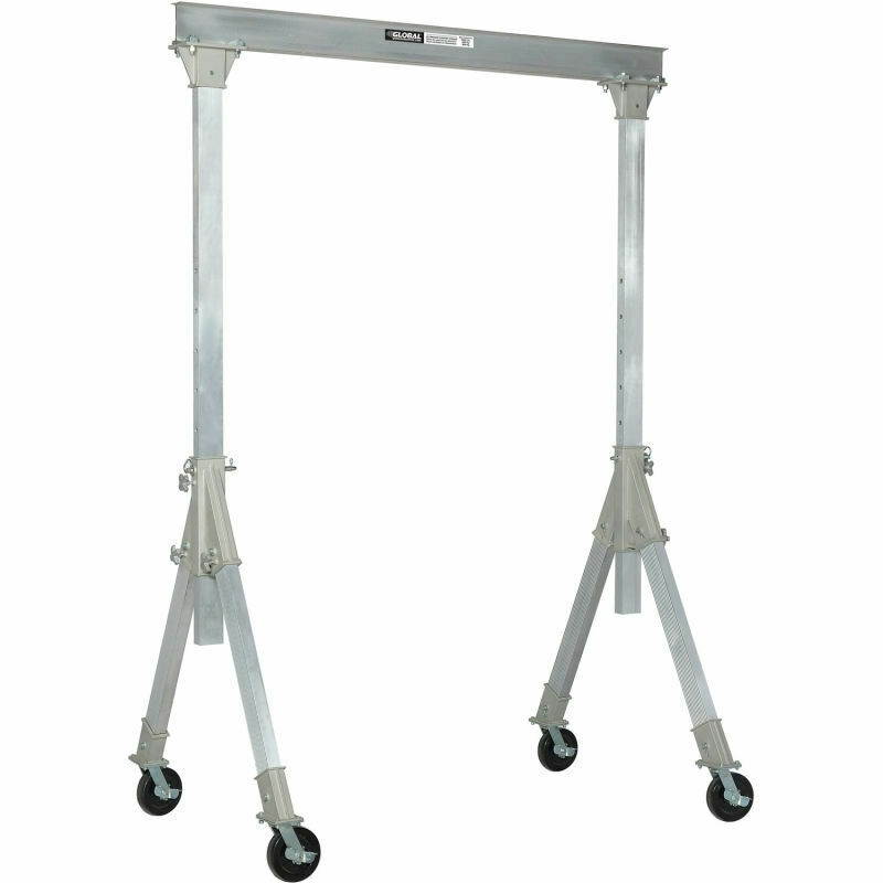 NEW! Adjustable Height Aluminum Gantry Crane, 7'8"W x 7'8"-10'2"H, 2000 Lb Cap!!