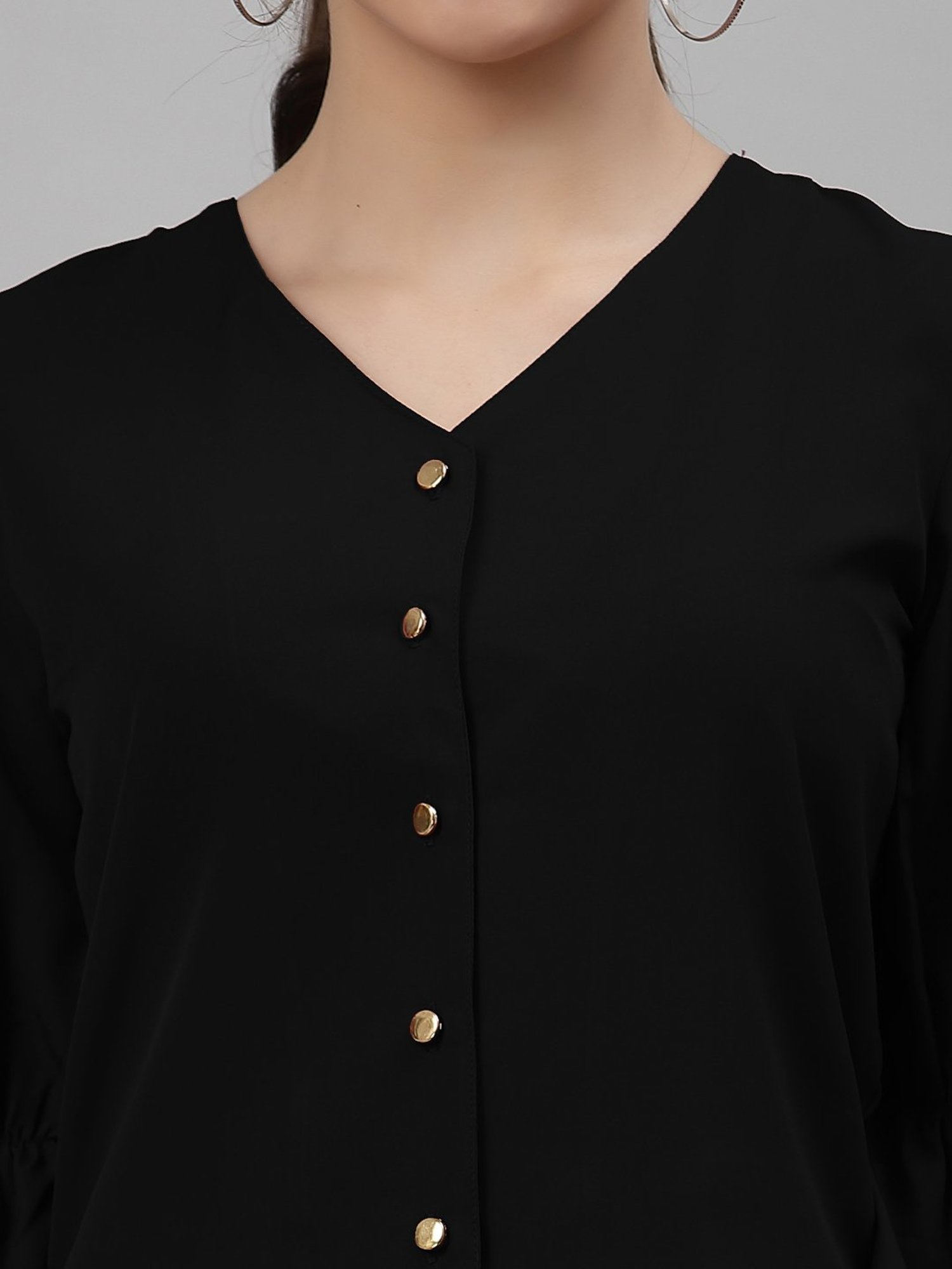 NEUDIS Black V Neck Blouse