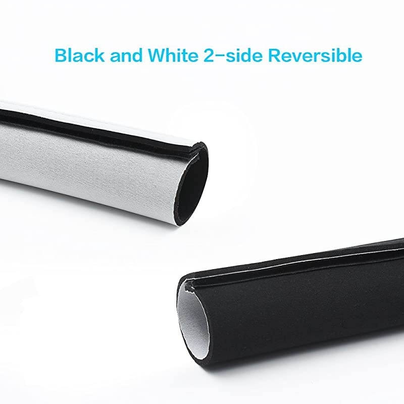 59 Inch Cable Management Sleeve Neoprene Cord Cover Cuttable Wire Hider Flexible Cord Organizers Wrap for Desk TV Computer Home Theater BlackWhite 1 Pack
