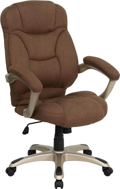 High Back Brown Microfiber Contemporary Executive Swivel Ergonomic Office Chair with Arms