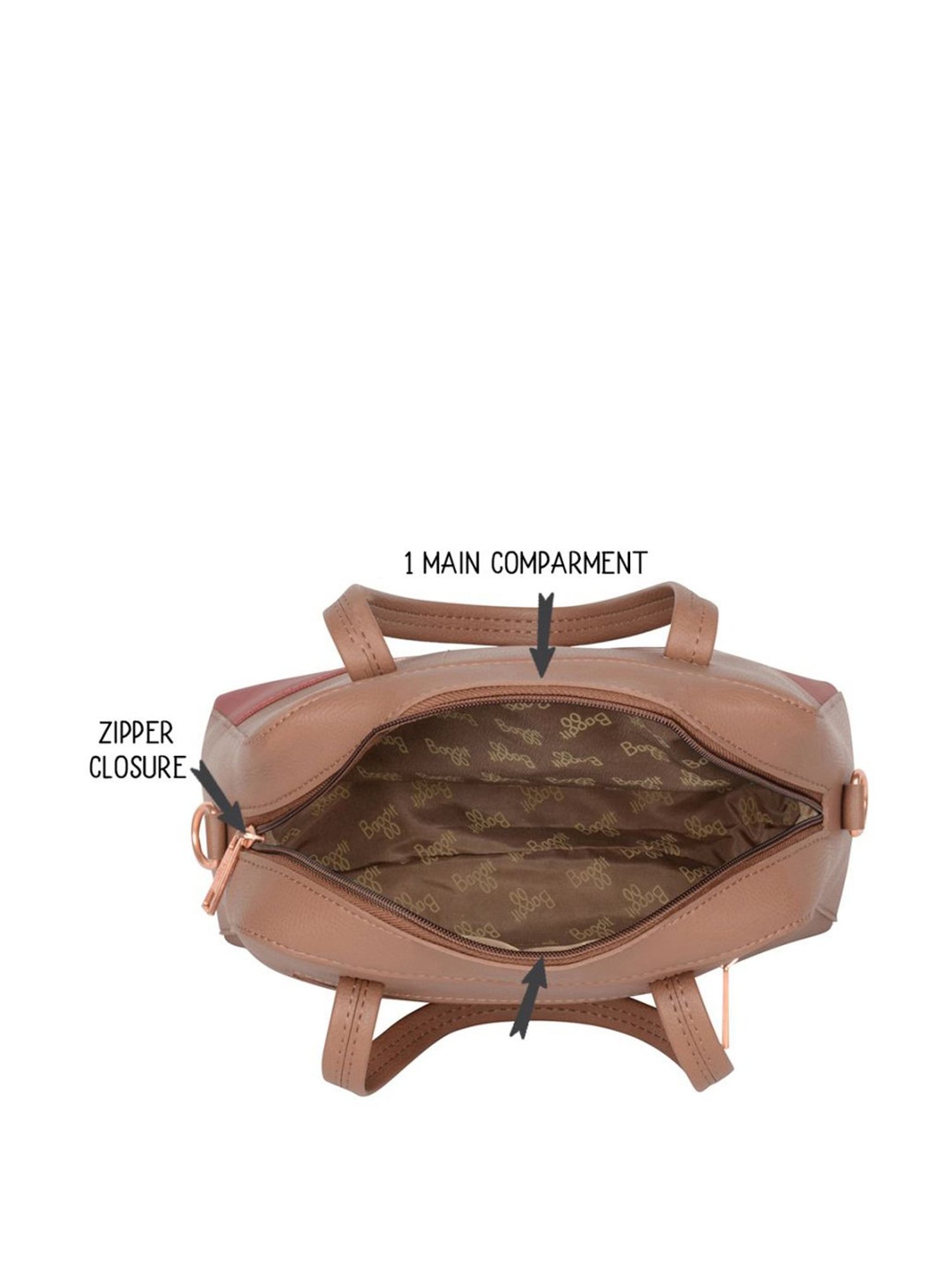 Baggit Brown Color Block Medium Handbag