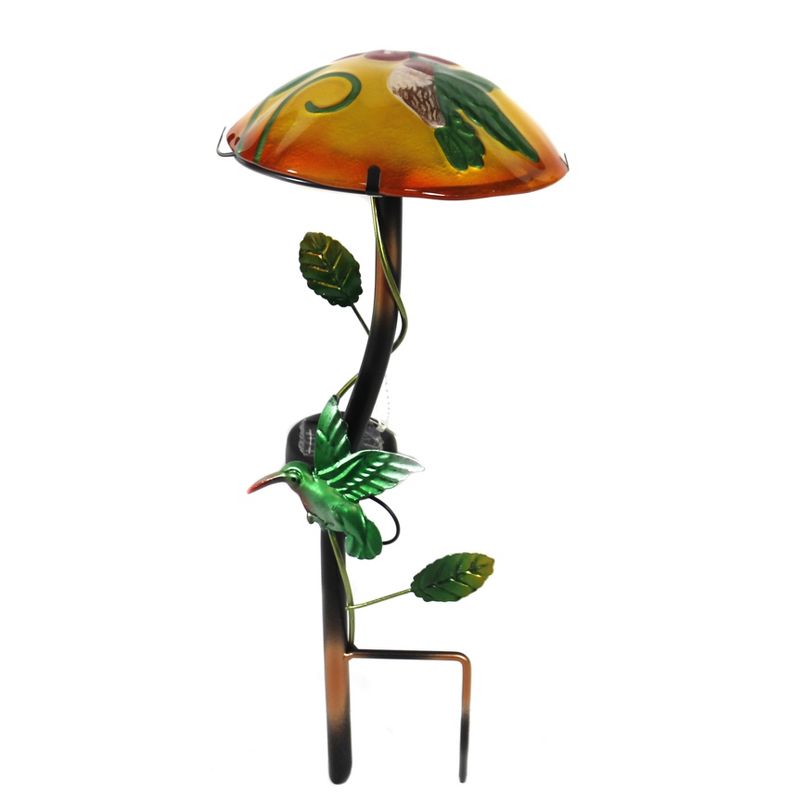 Home & Garden 13.0" Solar Mushroom Stake Hummingbird Garden Accent Regal Art & Gift  -  Decorative Garden Stakes