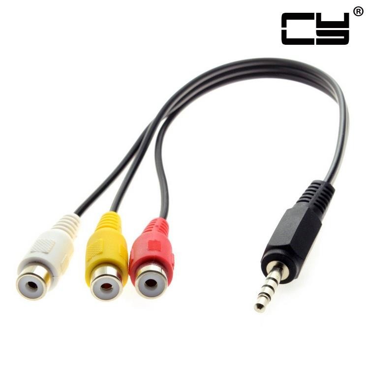 CHENYANG 3.5mm 1/8" Male Stereo Car AUX to 3 RCA AV Female Cord Audio Video Composite Cable 20cm
