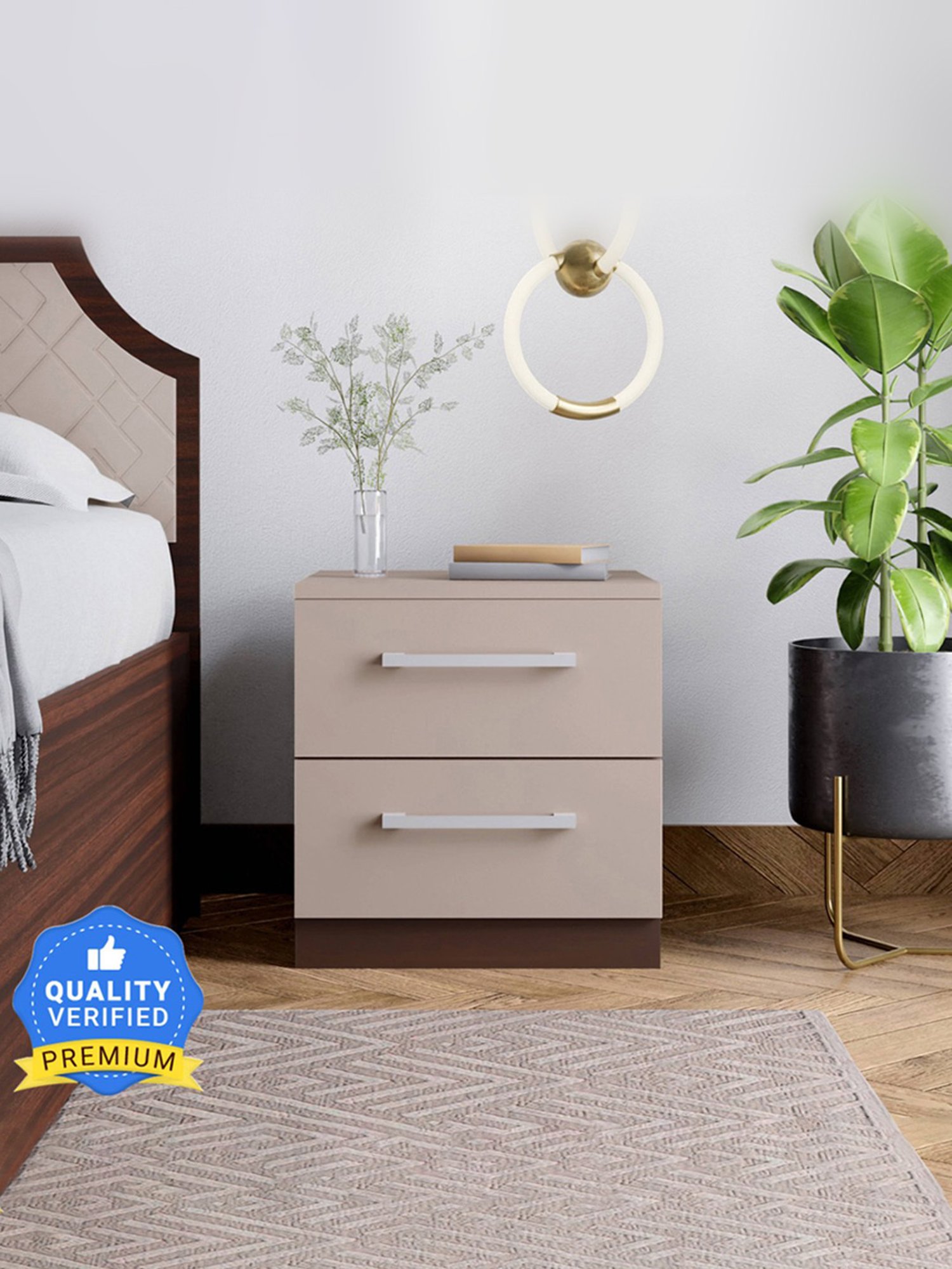 Godrej Interio Morf Brown Engineered Wood Standerd Bedside Table