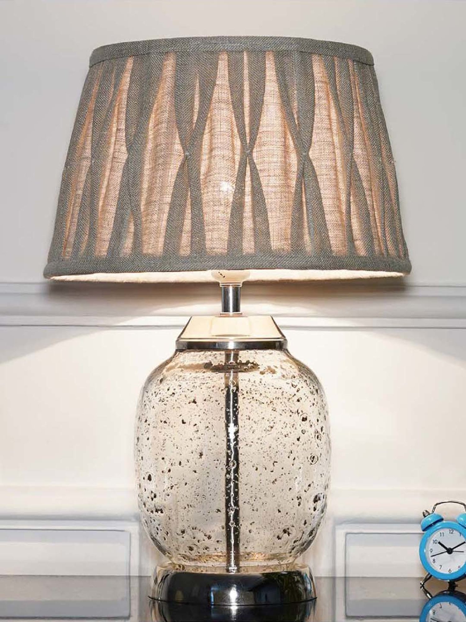 Kapoor Lamp Shades Chrome Glass Secret Tabel Lamp With Linen Shade