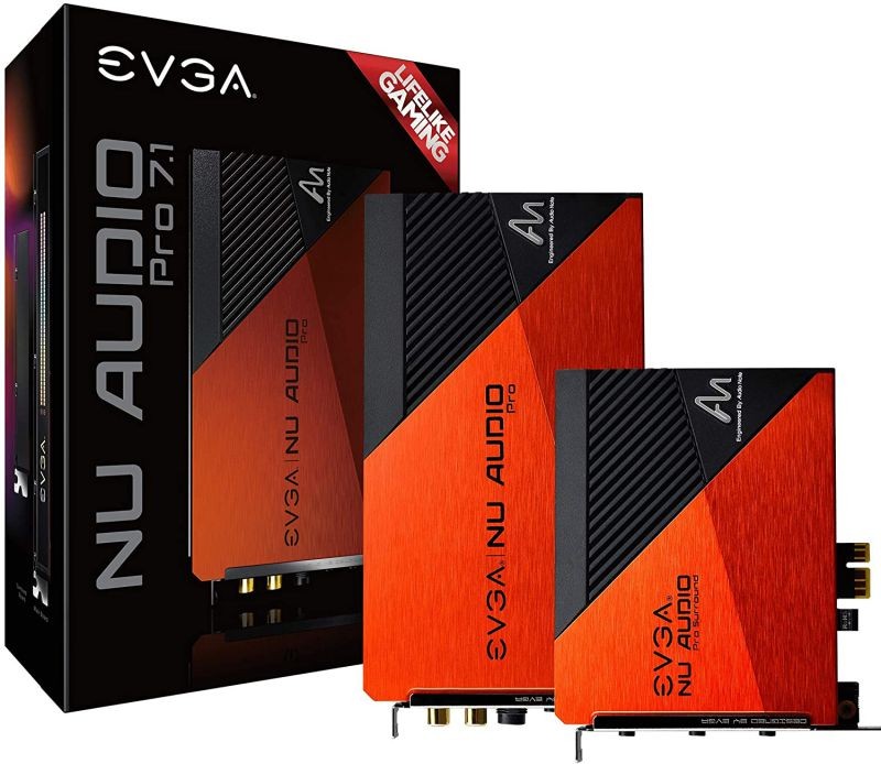 EVGA NU Audio Pro 7.1, 712-P1-AN21-KR, 7.1 Surround, Lifelike Audio, PCIe, RGB LED, Backplate, Designed with Audio Note