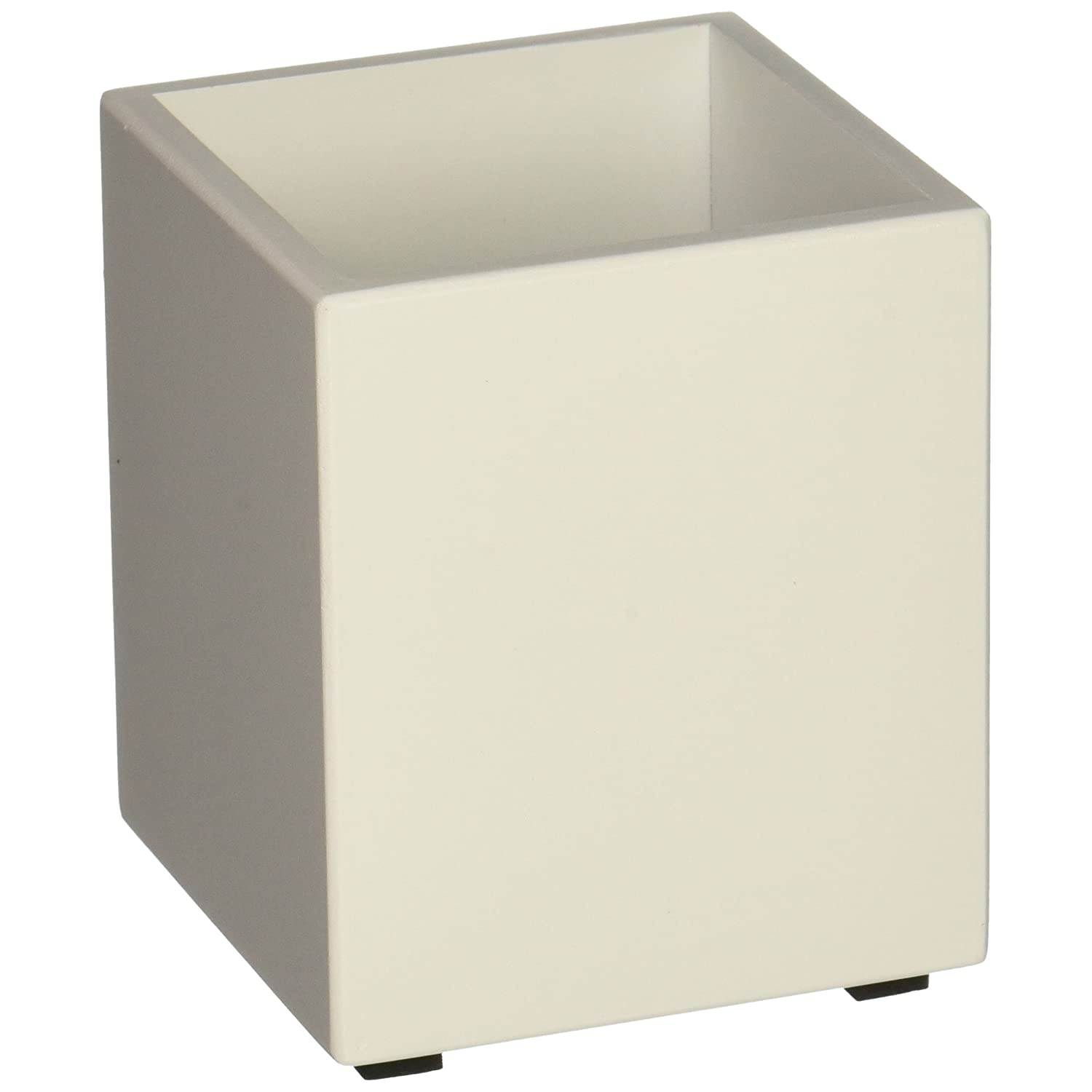 Design Ideas SimpleStructure Pencil Cup, Painted MDF Wooden Desk Accessory, White