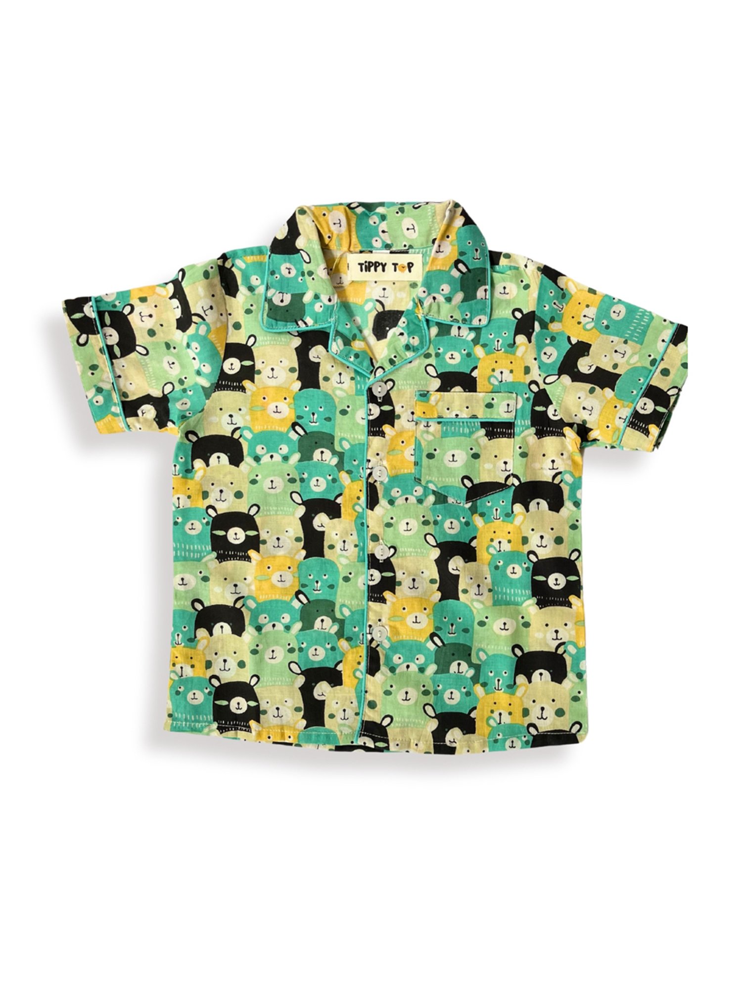 Tippy Top Boys Green Printed Shirt with Pants