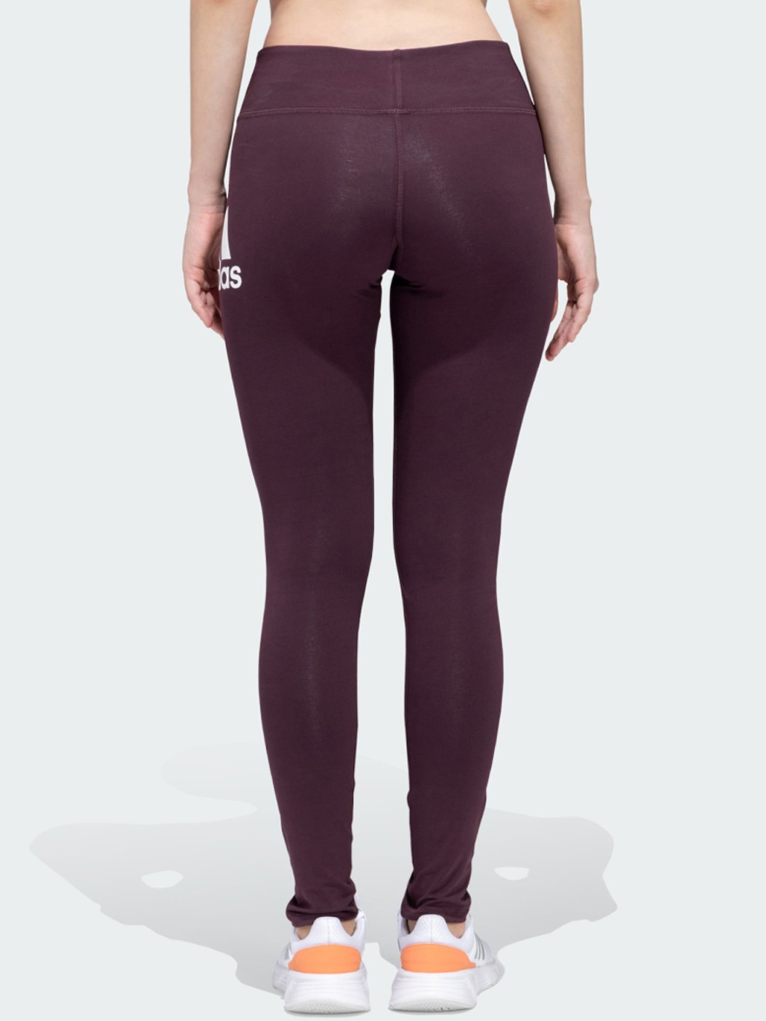 adidas Purple Cotton Logo Print Sports Tights