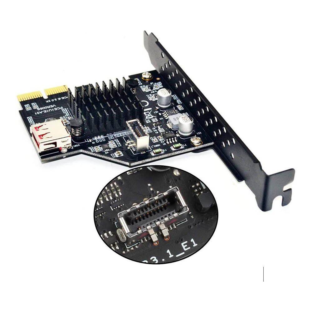 axGear PCIe to USB 3.1 Type E Front Panel Socket Adapter Card Express for Motherboard