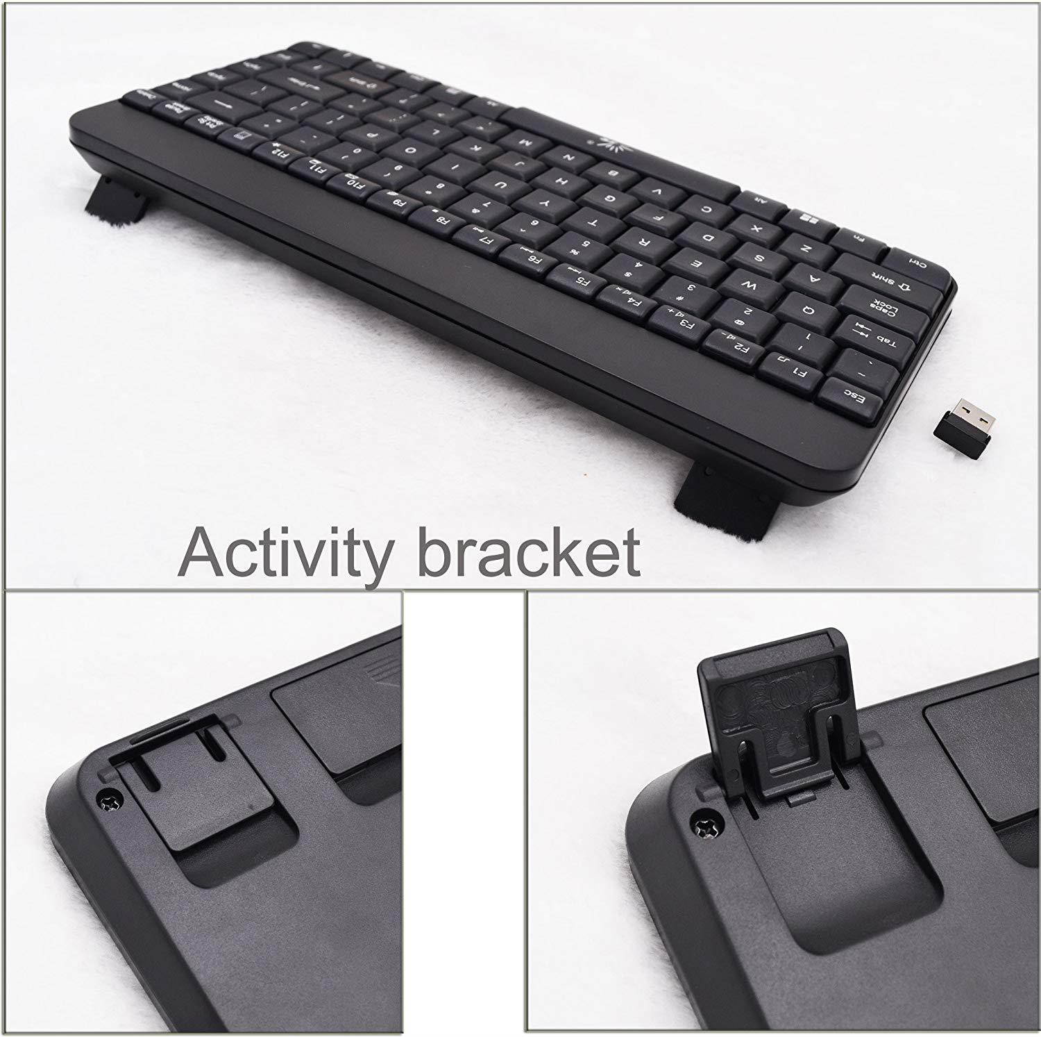 SR Wireless Small Keyboard 1pcs K30 Thin Slim for Laptop Desktop Computer (Black)