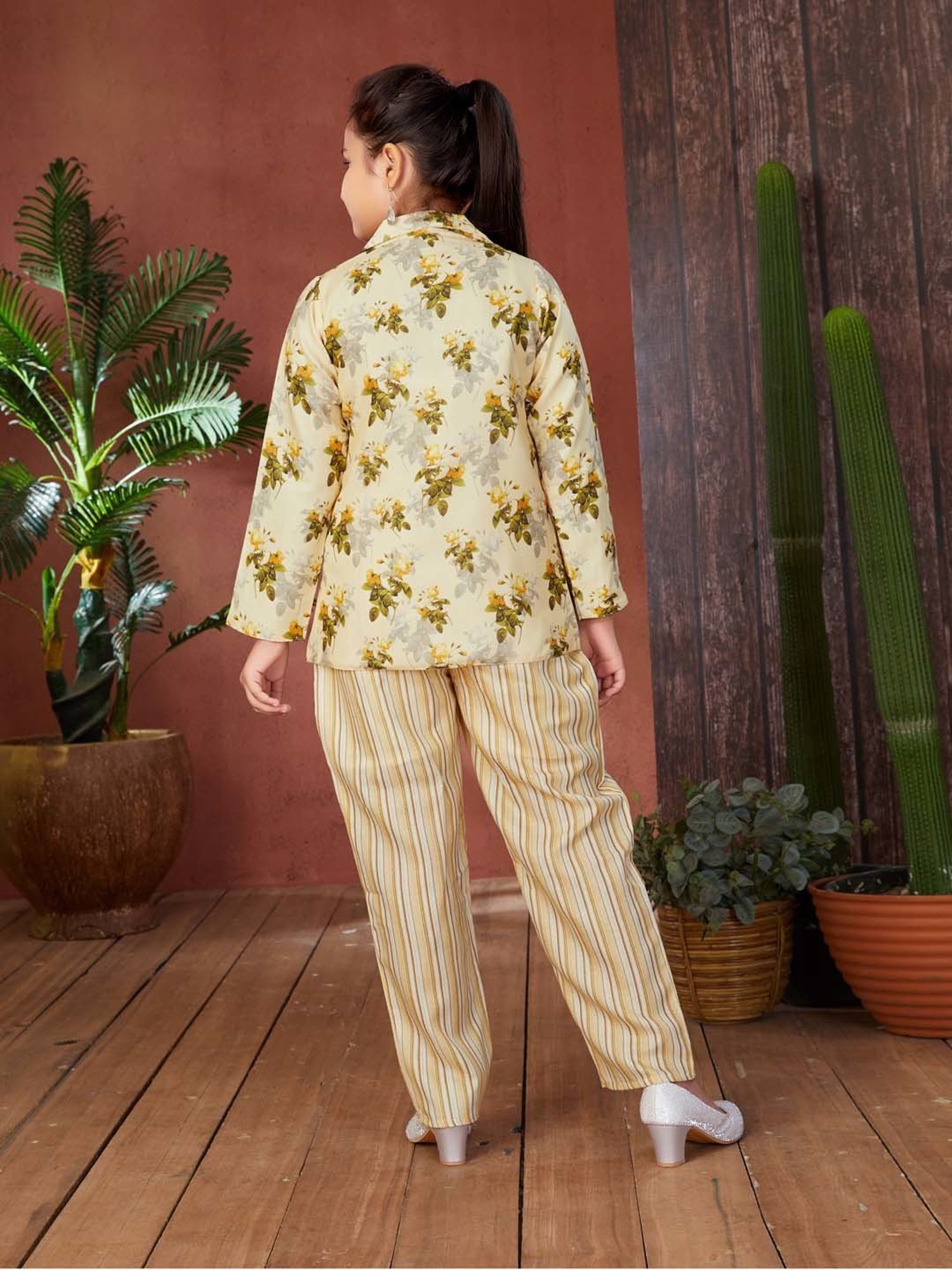 Peppermint Kids Purple & White Floral Print Top with Culottes