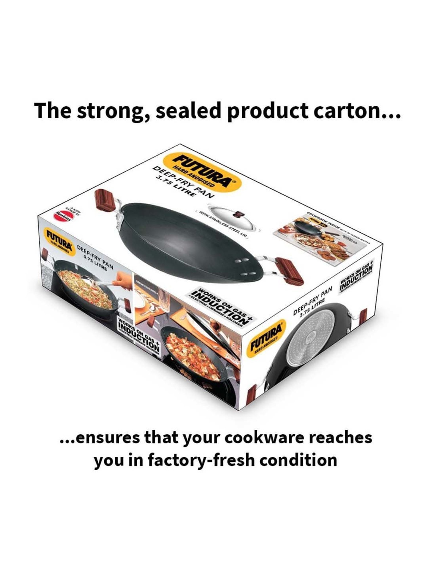 Hawkins Black & Silver Hard Anodised 30.1 cm Induction Compatible Kadai With Lid (3.75 L) - Set of 1